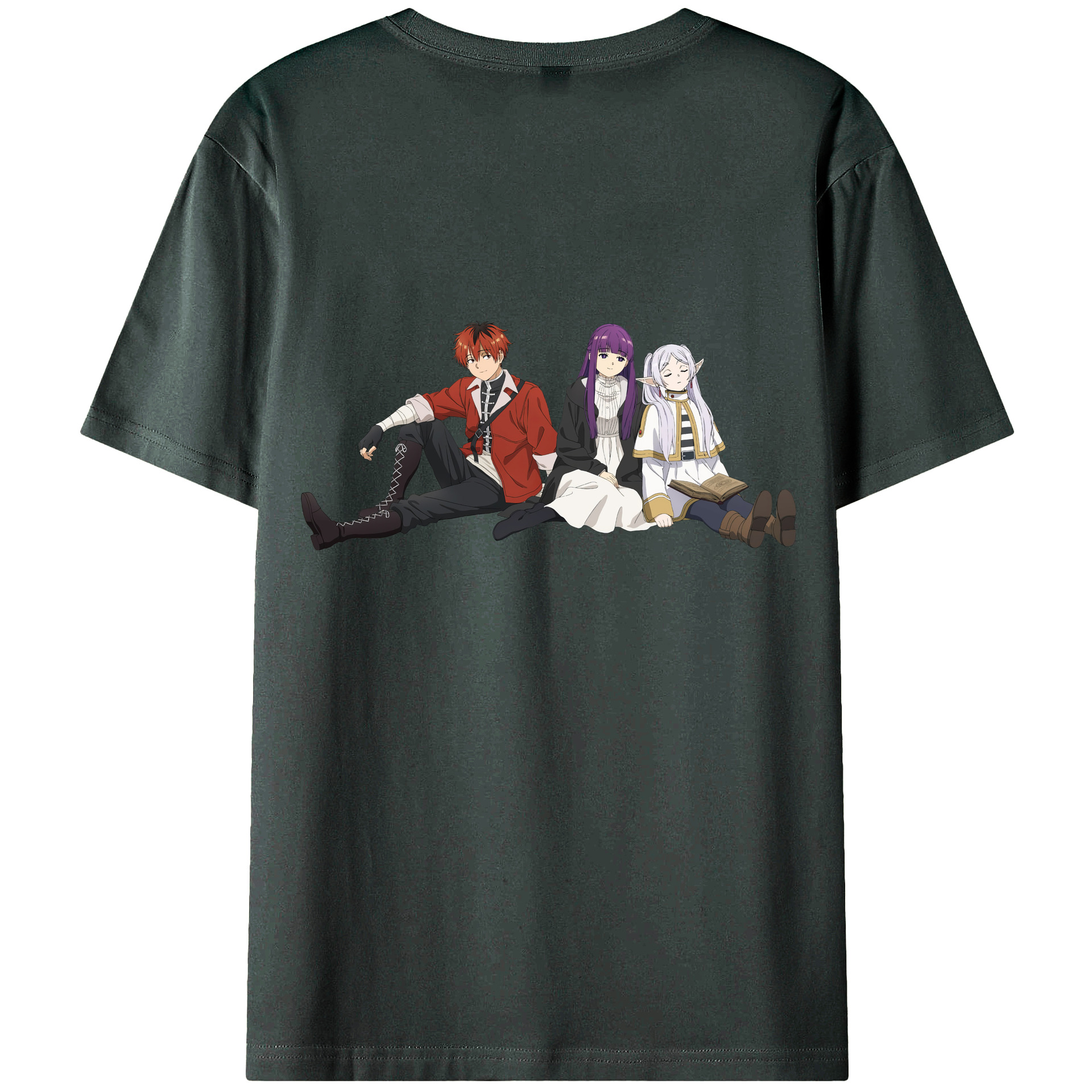 （画像用） 葬送のフリーレン Frieren 綿100％ メンズ半袖Tシャツ（バックプリント） 通気性